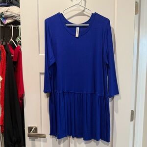 Blue Long Sleeve Peplum Tunic